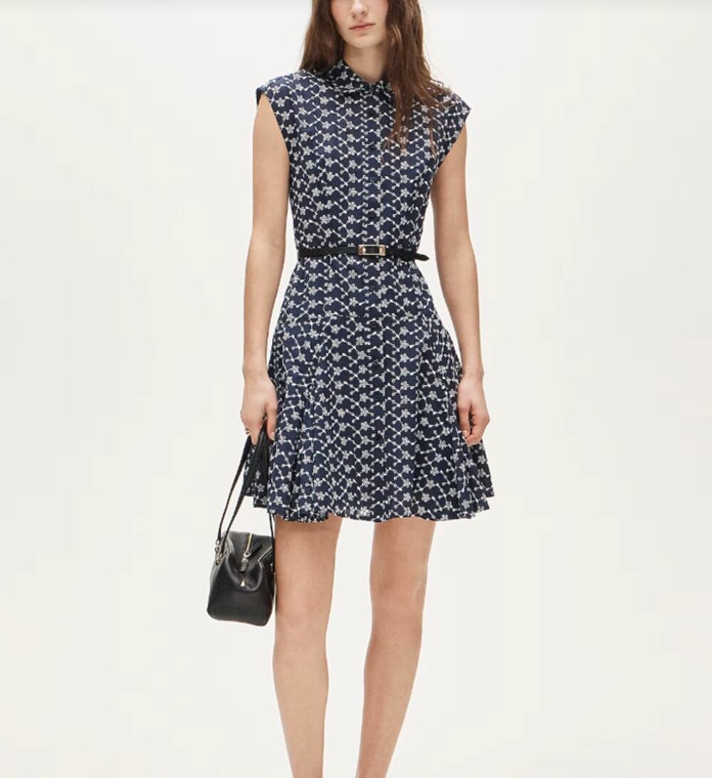 J. Crew Blue White Mini Eyelet Shirt Classic Dress NWT Size 10
